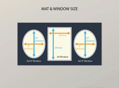 Certificate Frame - A4 Window + 2x8x10" Windows - Double Mat