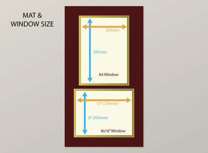 Certificate Frame - A4 Top Window + 8x10" Bottom Window - Double Mat