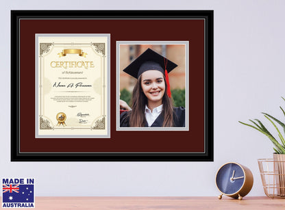 Certificate Frame - A4 Window + 8x10" Window - Double Mat