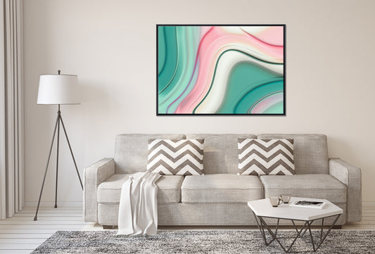 Abstract Green Pink Wave Flowing - Floating Frames