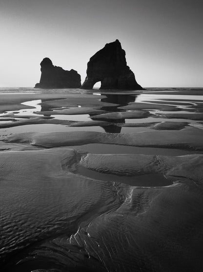 Black and white Rock Formations in Sea Against clear sky I - Gallery Frames