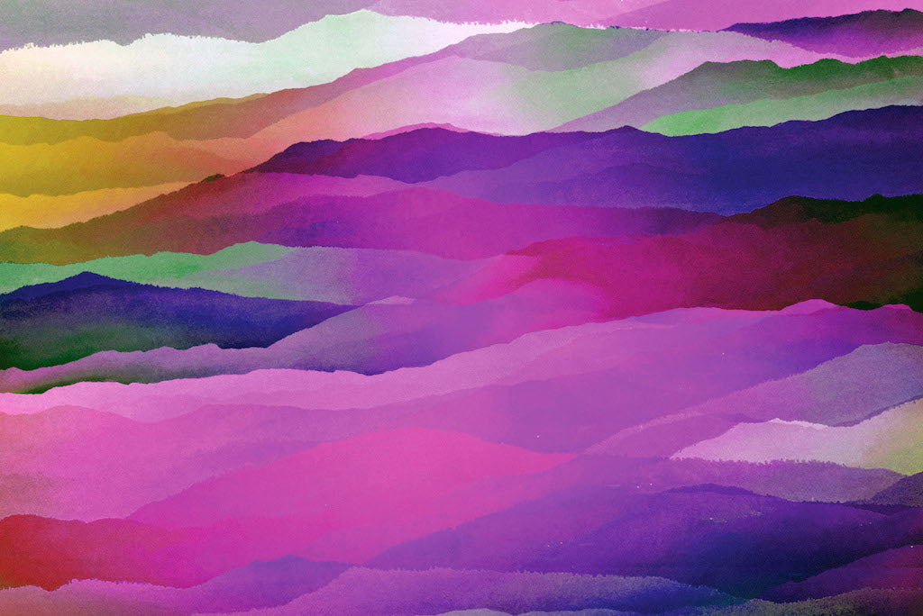 Abstract Colourful Misty Mountain Range - Floating Frames