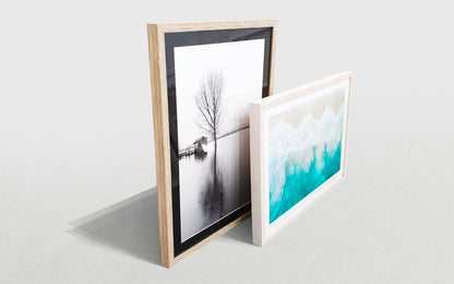 Black and white Rock Formations in Sea Against clear sky I - Gallery Frames