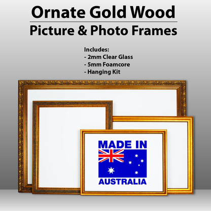 Extra Large Wooden Ornate Gold, Classic gold photo frame 16x20", 16x24", 20x24", 20x30", 24x36"