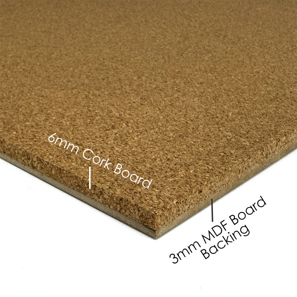 Cork board Corkboard Pinboard for Office Home Message Notice with 30mm Wide Wooden Timber Frame - Bonus 12x Pushpins