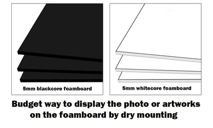 5x Black 5mm Thick Foamboard Backing Board Extra Rigid Core Acid Free Light Weight 8x10"-30x40"