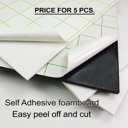 5x Black Self Adhesive 5mm Thick Foamboard Backing Board Extra Rigid Acid Free 8x10"-30x40"