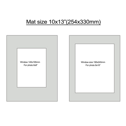 Mat size 10x13", Photo mat, Photo mount, window size 6x8", 8x10"  , 6pcs. Set sa