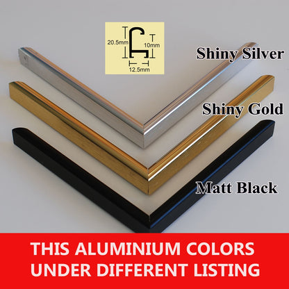 Aluminium Poster frame, photo frame, A0, A1, A2, A3, A4 size, MDF backing