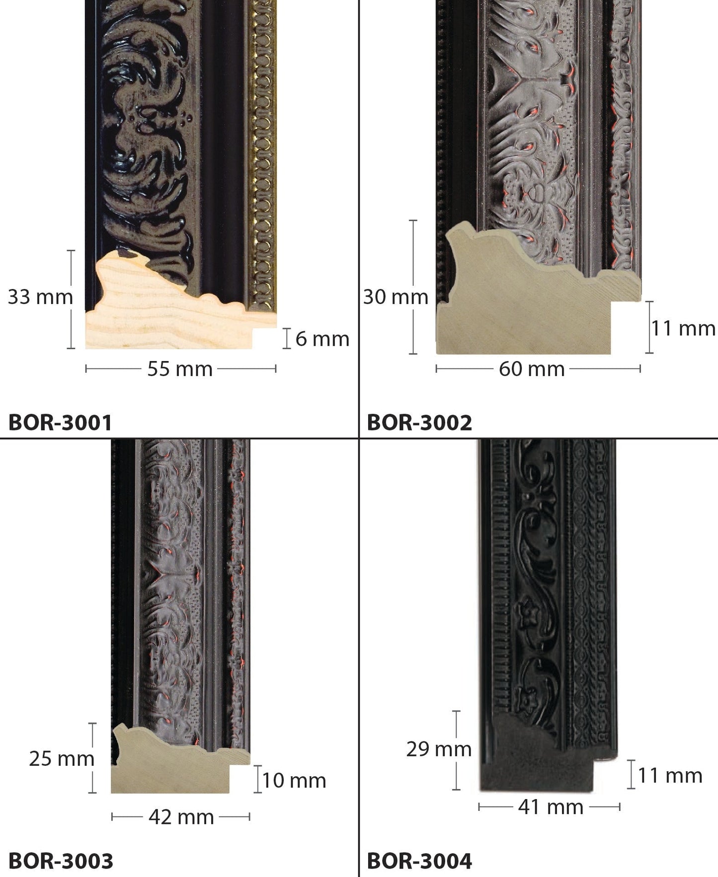 Wooden Ornate Black, Classic black, photo frame B1(70x100cm), B2(50x70cm), B3(35