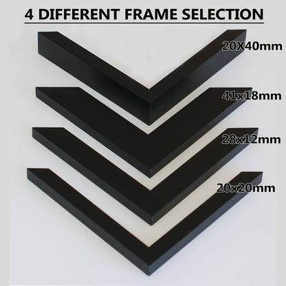 Wooden Black Photo frame, Black picture frame, 8x10" - 24x36", 4 styles of frame