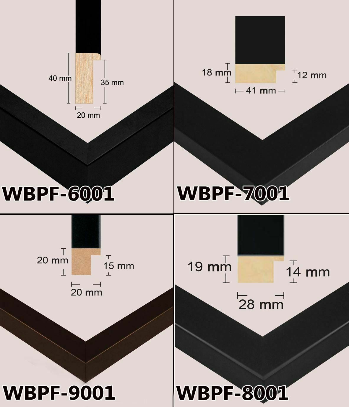 Wooden Black Photo frame, Black picture frame, B1(700x1000mm), B2(500x700mm), B3