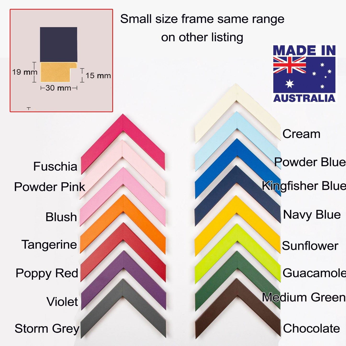 Colour Photo frame (large), 15 bright colors, A4, A3, A2, A1 size, foamboard backing