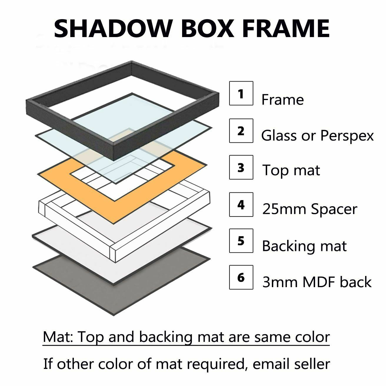 3-D, Deep shadow box frame,11x14", 12x16" size, Oak, White, Black, Teak Frame with top and Bottom mat