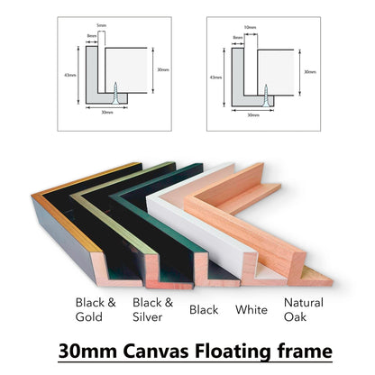 Timber Floating Frame for Canvas | 30mm Deep with 5mm gap |  Size 1:2 Ratio