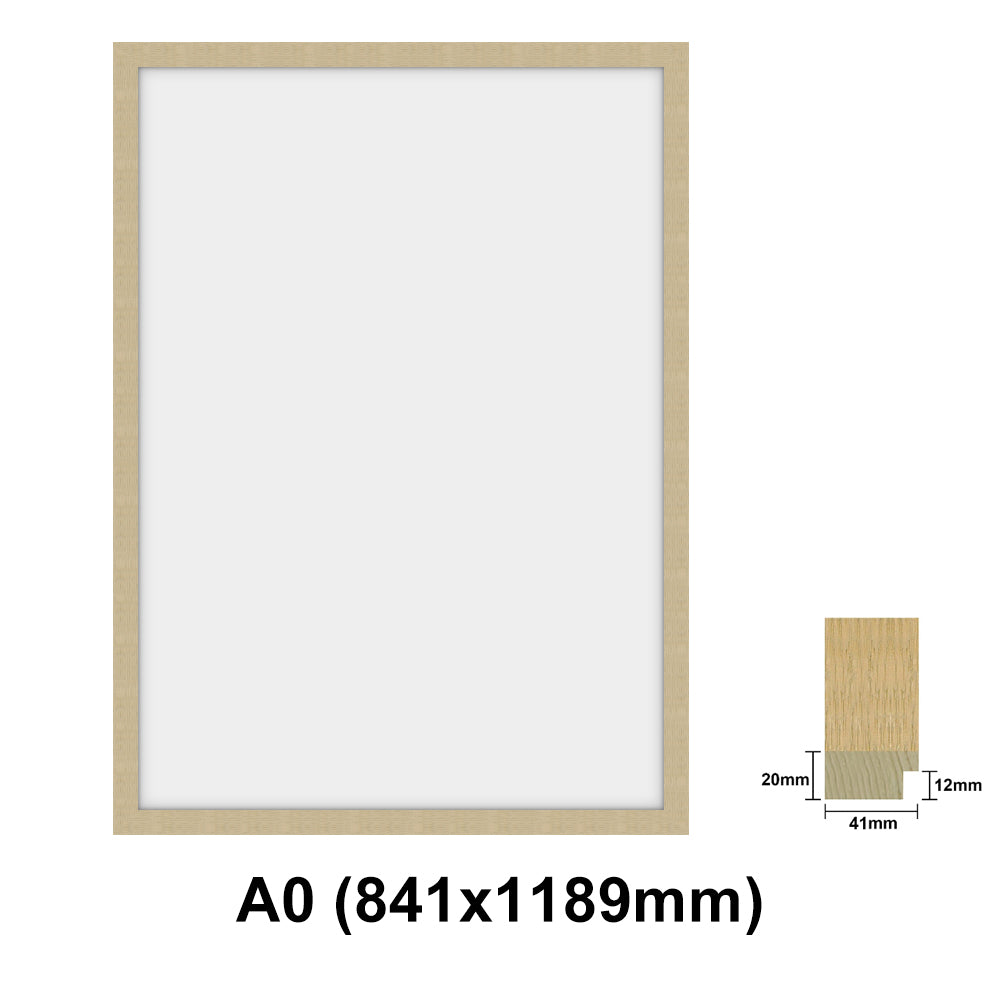 Oak Photo frame, Oak Picture Frame, AO, A1, A2, A3, A4 size, 4 Styles of Frame