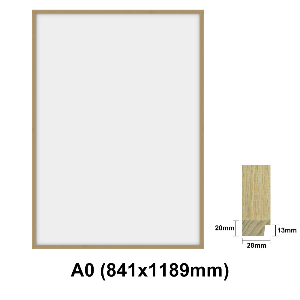 Oak Photo frame, Oak Picture Frame, AO, A1, A2, A3, A4 size, 4 Styles of Frame