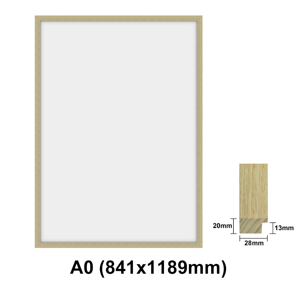 Oak Photo frame, Oak Picture Frame, AO, A1, A2, A3, A4 size, 4 Styles of Frame