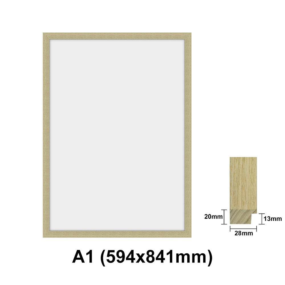 Oak Photo frame, Oak Picture Frame, AO, A1, A2, A3, A4 size, 4 Styles of Frame