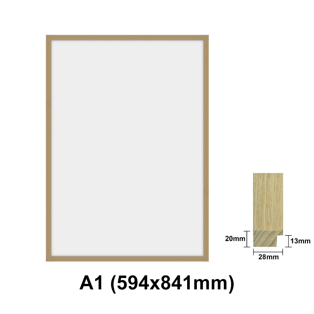 Oak Photo frame, Oak Picture Frame, AO, A1, A2, A3, A4 size, 4 Styles of Frame