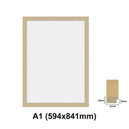 Oak Photo frame, Oak Picture Frame, AO, A1, A2, A3, A4 size, 4 Styles of Frame