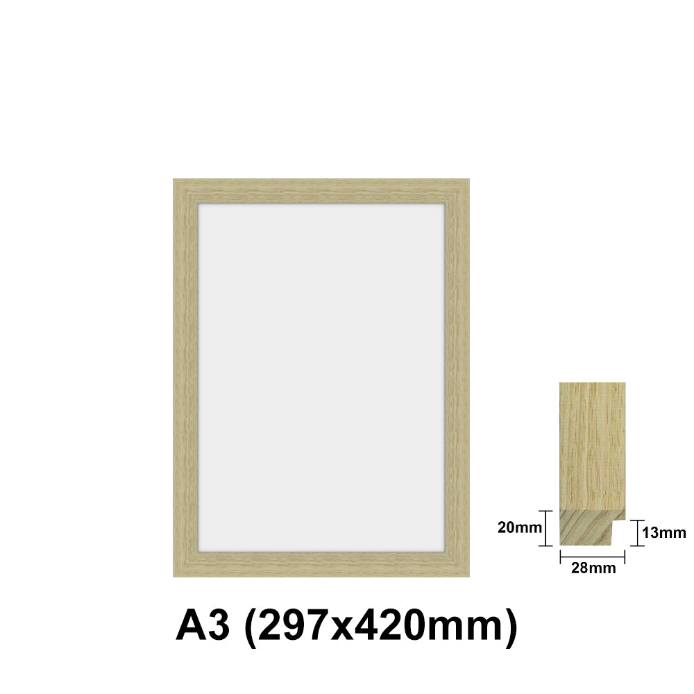 Oak Photo frame, Oak Picture Frame, AO, A1, A2, A3, A4 size, 4 Styles of Frame